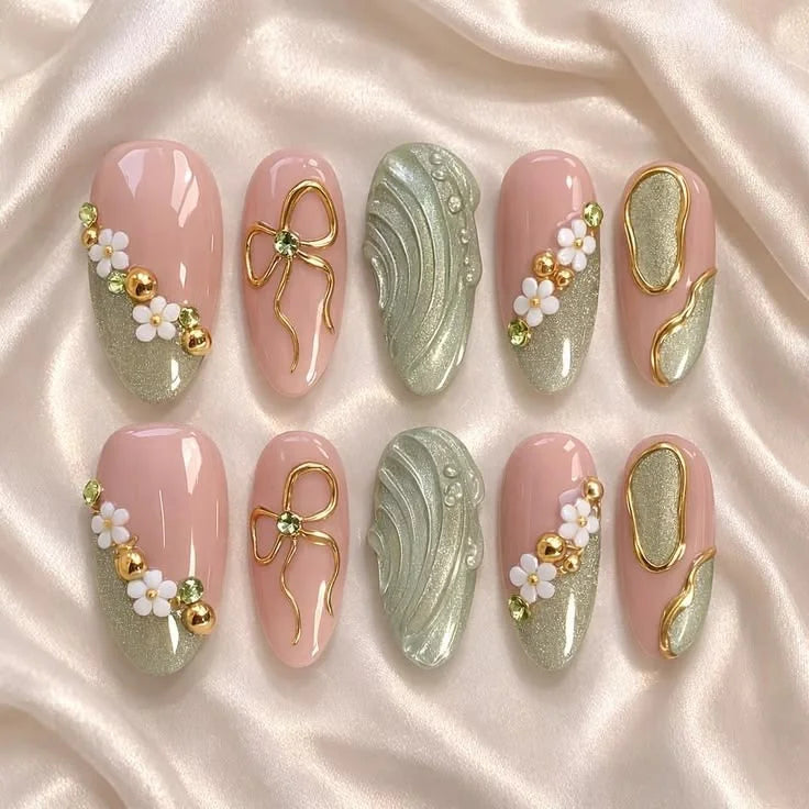 Elegant bow nail set